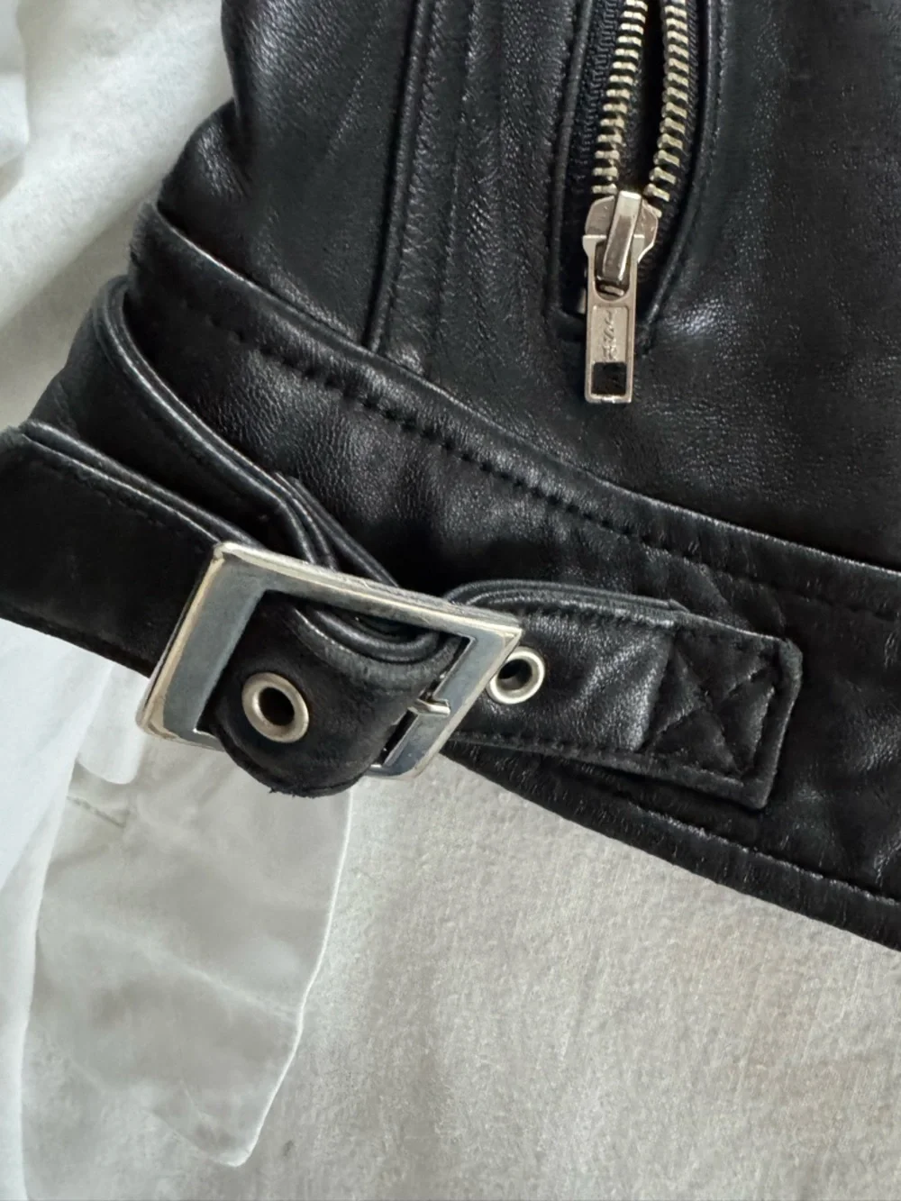 Mossimo Supply Co. Black Leather Biker Jacket with silver zippers - Picture 5 of 7